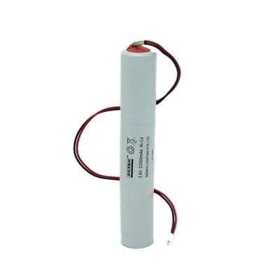 2500mAh Đèn khẩn cấp Ni Cd Gói pin 3.6V Màu trắng PVC