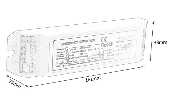 11-15W tối đa 0.05A gói điện khẩn cấp 1.5h tùy chỉnh