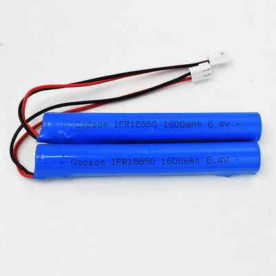 OEM pin chiếu sáng khẩn cấp IFR 18650 1.6Ah 6.4V LiFePO4 Bộ pin đống dài