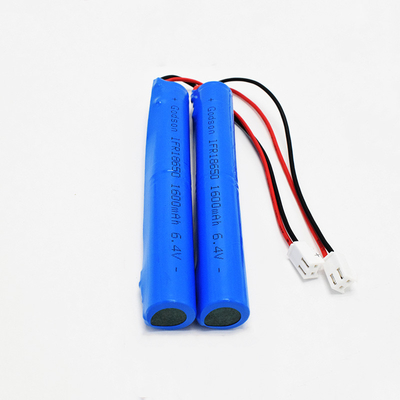 OEM pin chiếu sáng khẩn cấp IFR 18650 1.6Ah 6.4V LiFePO4 Bộ pin đống dài