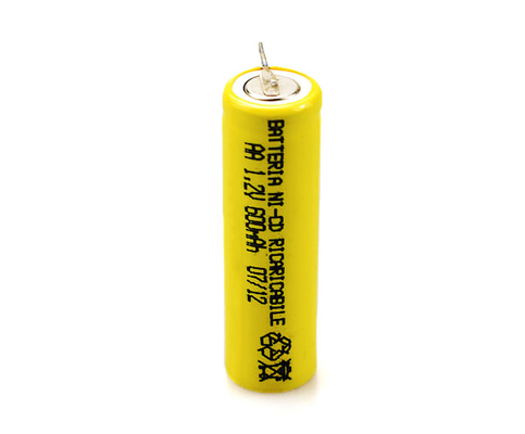 16,6g 1,2 V Ni Cd Pin có thể sạc lại PVC AA600mAh màu vàng